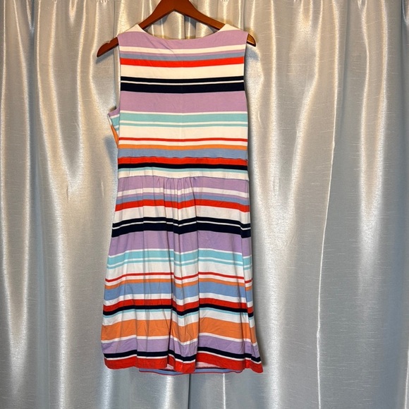 Lands' End Purple and Blue Pleated‎ Tiered Midi Sundress size Large 14/16 - Picture 2 of 3